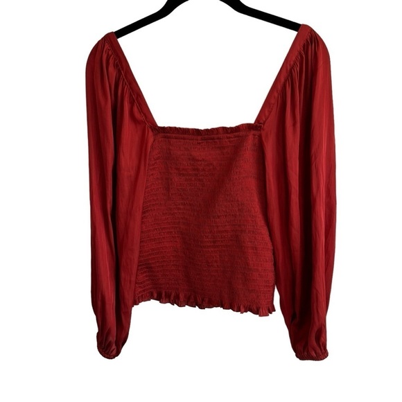 NWT J.Crew Squareneck Smocked Featherweight Satin Cropped Top, Size XS - Picture 6 of 7